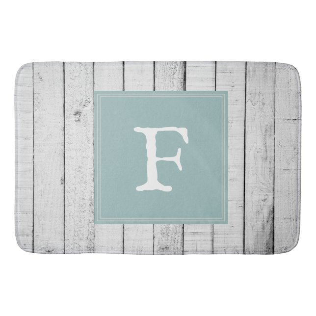 Teal Rustic Monogram Bath Mat Badrumsmatta (Framsidan)