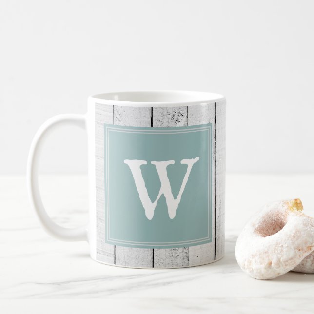 Teal Rustic Monogram Mugg (Med munk)