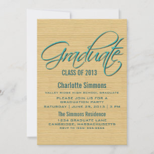 Teal Rustic Script Studenten Inbjudan