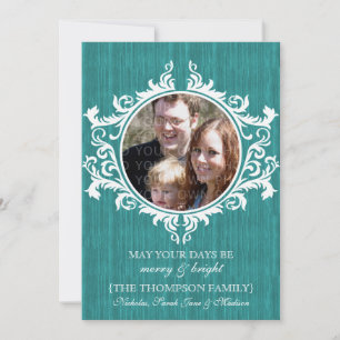 Teal Rustic Swirls-fotokort Julkort