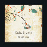 Teal Rustic Vintage Blommigt Bröllop Magnet<br><div class="desc">Rustik vintage,  design med förenklade akvatiska blommigt gren,  magneter från shabby chic bröllop spara datum. Matchningsprodukter finns också tillgängliga.</div>