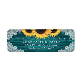 Teal Rustic Wood Solros Returadress Returadress Etikett