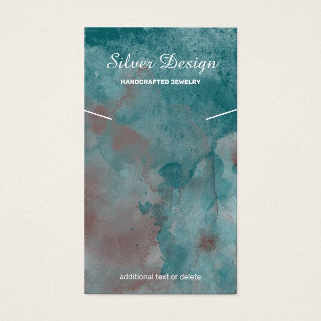 Teal Rusty Brow Watercolor Necklace - Visning Card Visitkort (Framsidan)