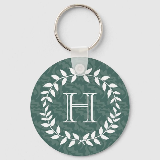 Teal & Sage Greenery Botanical WAN Monogramme Nyckelring (Framsida)