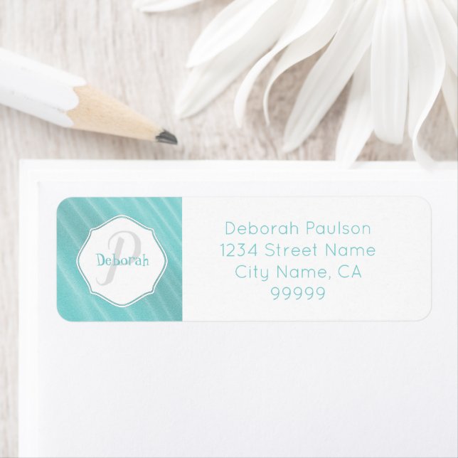 Teal Sand Ripples Personlig Address Label Returadress Etikett (Insitu)