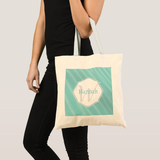 Teal Sand Ripples Personlig Tote Tygkasse (Framsida (produkt))
