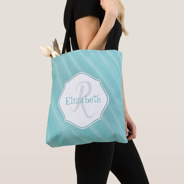 Teal Sand Ripples Personlig Tote Tygkasse (Närbild)
