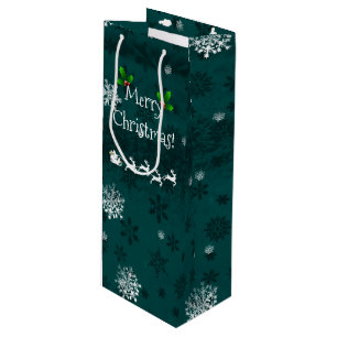 Teal Santa's Sleigh och Reindeer Vin Gift Bag