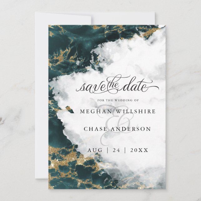 Teal Sapphire Watercolor Geode BarefootBride™ (Framsida)