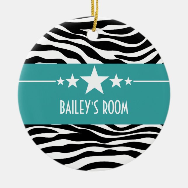 Teal Sassy Star Zebra Ornament (Framsidan)