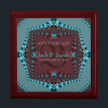 Teal Satin Bröllop-årsdagen för Snöre Smyckeskrin<br><div class="desc">Unik och Snyggt snöre-design i blått, tealt och mörk, brun färg (rödbrun). Made in i frakttaler - som ge ser ut som en satin i kylat snöre - Exquisite och elegant personligt bröllp, årsdag eller förlovning närvarande. Anpassa med namn, årsdag och monogram eller siffror - som är gjorda i en...</div>