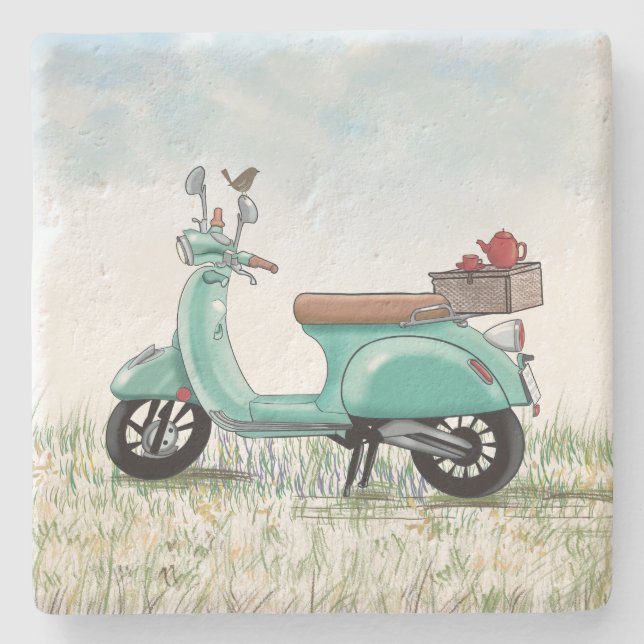 Teal Scooter Stenkoj Stenunderlägg (Framsidan)