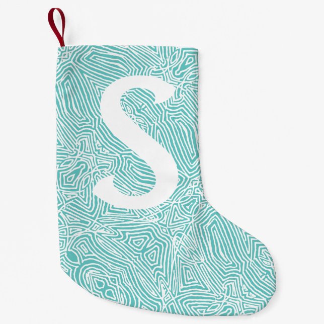 Teal Scribbleprint Liten Julstrumpa (Framsidan)