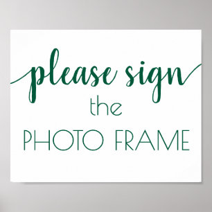 Teal Script Aqua Blue-Grönt Photo Ram-tecken Poster