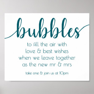 Teal Script Mottagningsfavoriter för Aqua Bubble Poster