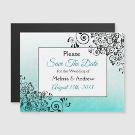 Teal Script Save date Bröllop Magnet