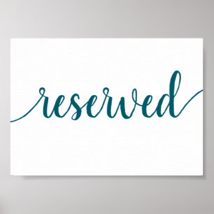 Teal Script Underteckning för Aqua Blue Grönt Re Poster
