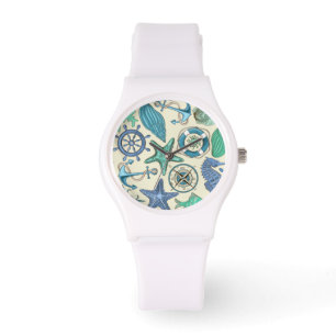 Teal Sea Animals Mönster Armbandsur