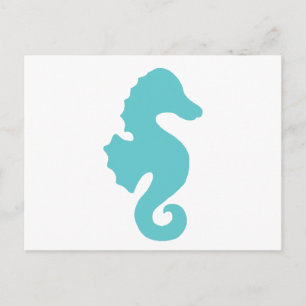 Teal Sea Horse Silhouette Vykort