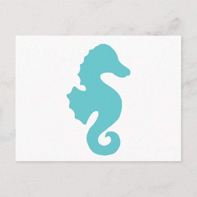Teal Sea Horse Silhouette Vykort (Framsida)