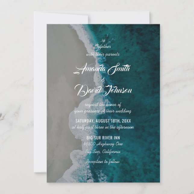 Teal Sea Shore Destination Beach Wedding Inbjudningar (Framsida)