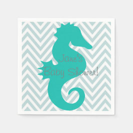 Teal Seahorse Beach ThMeed Baby Shower Napkins Pappersservett