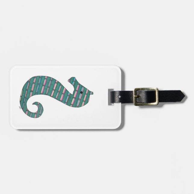 Teal Seahorse Luggage Tag Bagagebricka (Horisontell Framsida)