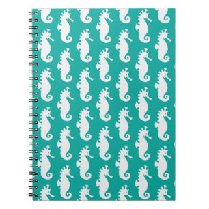Teal Seahorse Mönster 1 Anteckningsbok Med Spiral