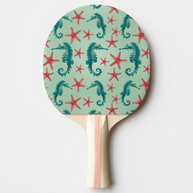 Teal Seahorse Mönster 2 Pingisracket (Framsidan)