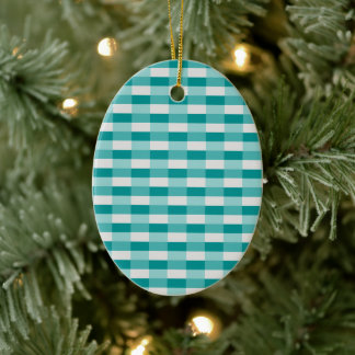 Teal Shades Color Blocks with Light Gray Julgransprydnad Keramik