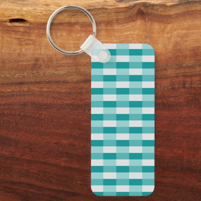 Teal Shades Color Blocks with Light Gray Nyckelring (Framsida)