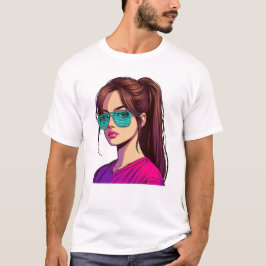 Teal Shades Girl Art T Shirt