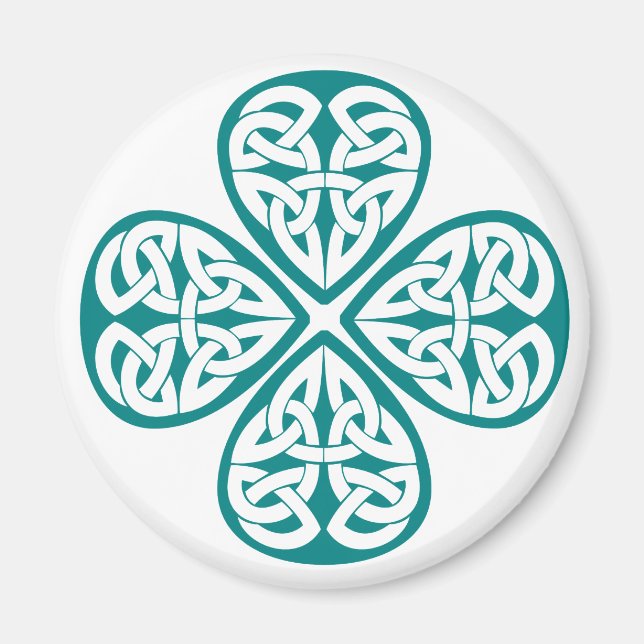 Teal Shamrock Celtic Knot Magnet (Framsidan)