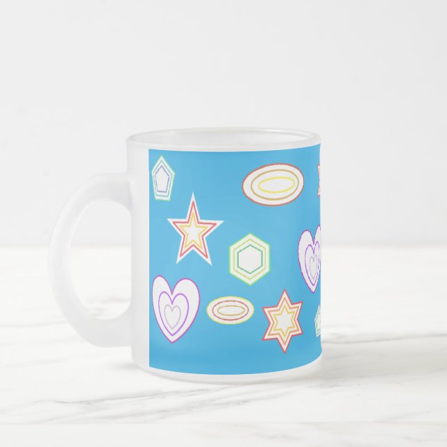 Teal Shapes mug Frostad Glasmugg (Vänster)