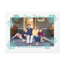Teal Shimmering Chic Snowflake Helgdag Photo