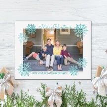 Teal Shimmering Chic Snowflake Helgdag Photo