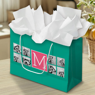 Teal & Shock rosa Instagram 8 Photo Collage Monogr