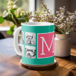 Teal & Shock rosa Instagram 8 Photo Collage Monogr Kaffemugg<br><div class="desc">Grönt för kraftig turkos och bakgrunden för Magentans Rosa - Du kan använda kvadrera eller markera foton för den här designen. Använda åtta fyrkantiga foton som skapar en unik och personlig gåva. Eller så kan du behålla hipstervalpen och göra ett trendig till keepy. Om du behöver justera bilder klickar du...</div>