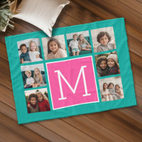 Teal Shock rosa Instagram 8 Photo Collage Monogram