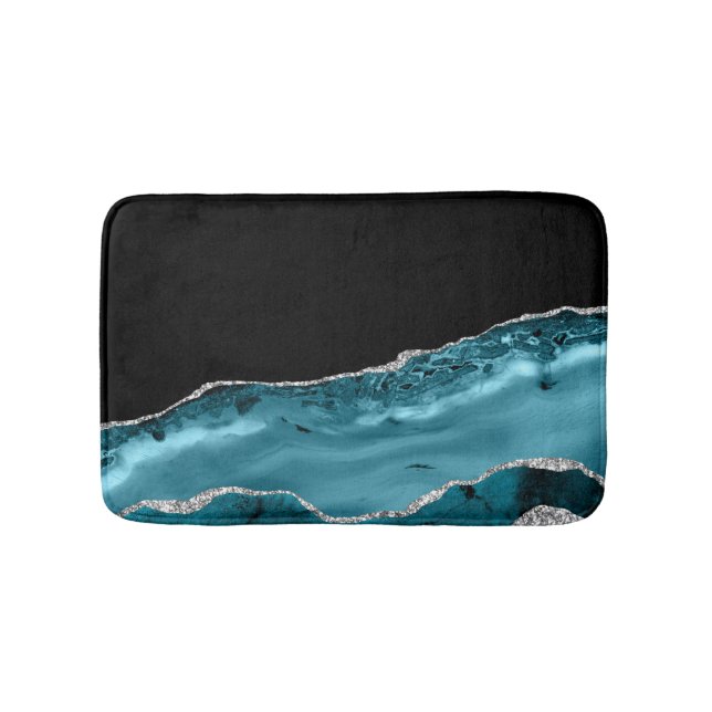 Teal & Silver Agate Bath Mat Badrumsmatta (Framsidan)