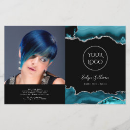 teal silver agate bifold brochure