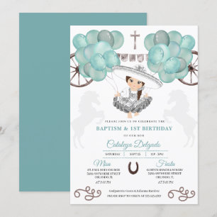 Teal & Silver-ballonger Mexikanska Baby Charra-bap Inbjudningar