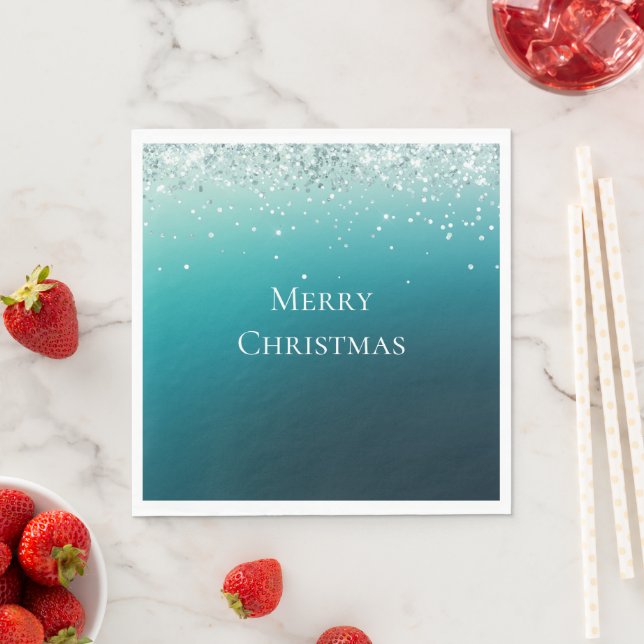 Teal Silver Confetti Pappersservett (Insitu)