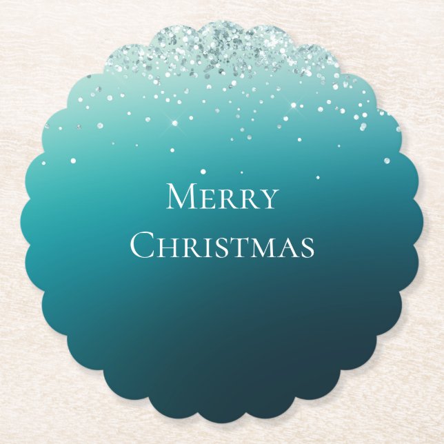 Teal Silver Confetti Underlägg Papper (Framsida)