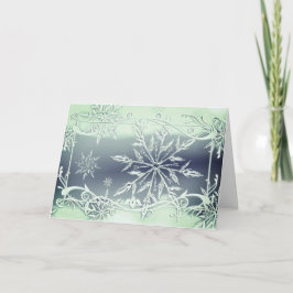 Teal silver frost glass elegant snowflake kort