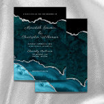 Teal Silver Glitter Agate Geode Bröllop Inbjudningar<br><div class="desc">Blåagat och bröllopsinbjudningar i silver. Elegant-agera geode-bröllopsinbjudningar i akvatblått med accenter från silver faux glitter.</div>