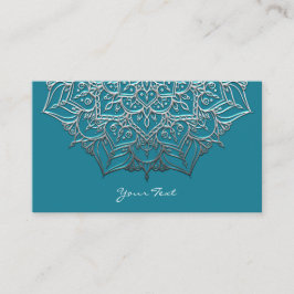Teal & Silver Mandala Elegant Minimal Marockansk Visitkort