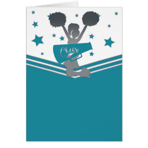 Teal Silver Stars Cheer Leaderstyrande Tack OBS Kort