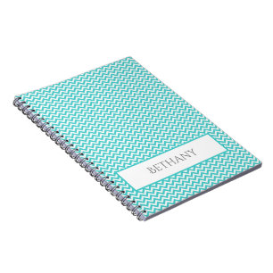 Teal Simple Chevron Personlig bärbar dator Anteckningsbok