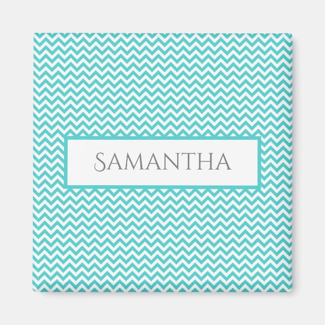 Teal Simple Chevron Personlig Magnet (Framsidan)